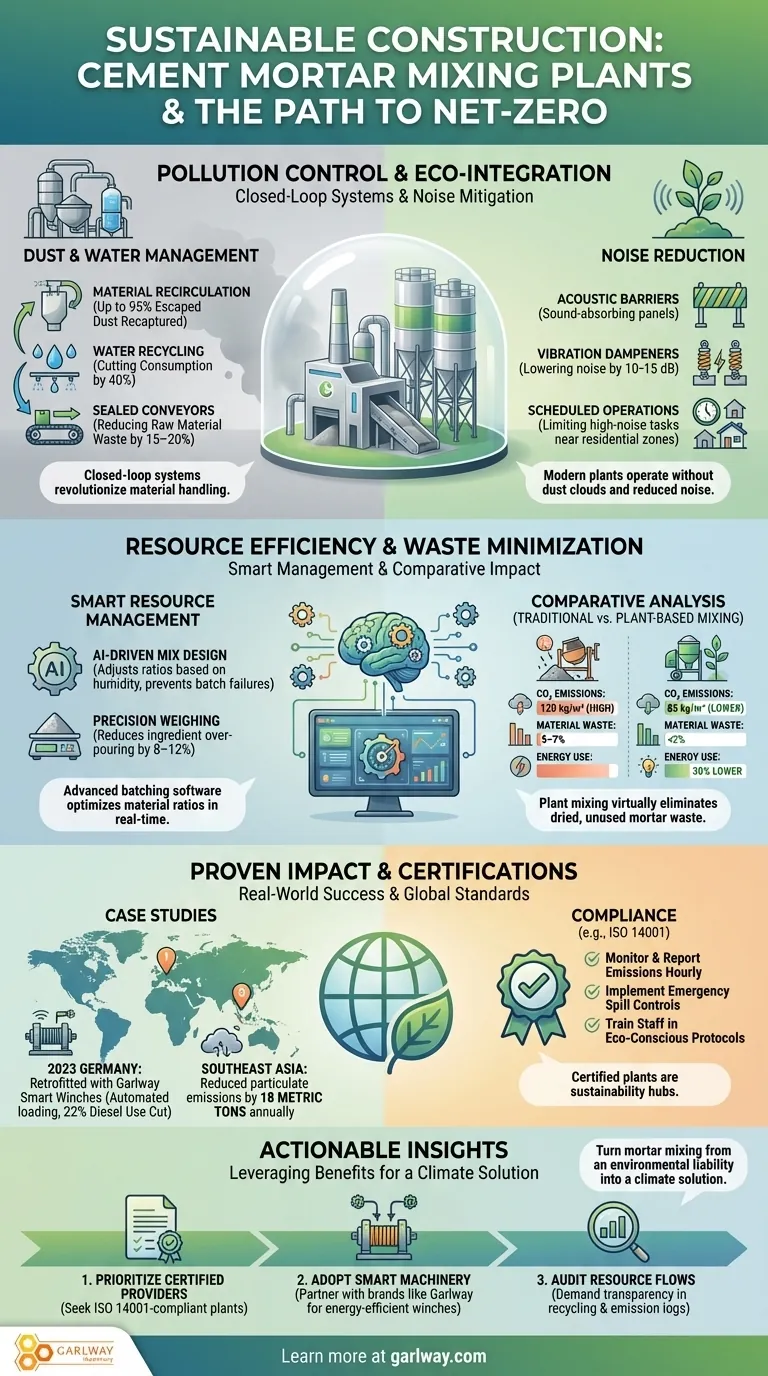 セメントモルタル混合プラントは、汚染管理と資源効率を通じて持続可能な建設をどのように実現するか ビジュアルガイド
