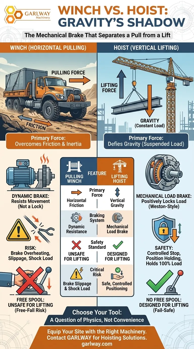 重力の影：ウインチとホイストを分ける機械式ブレーキ ビジュアルガイド