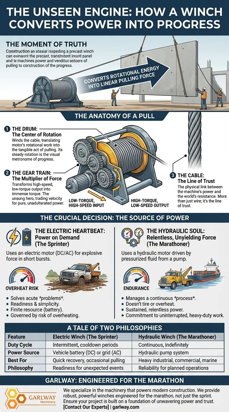 El Motor Oculto: Cómo un Cabrestante Convierte la Potencia en Progreso Guía Visual