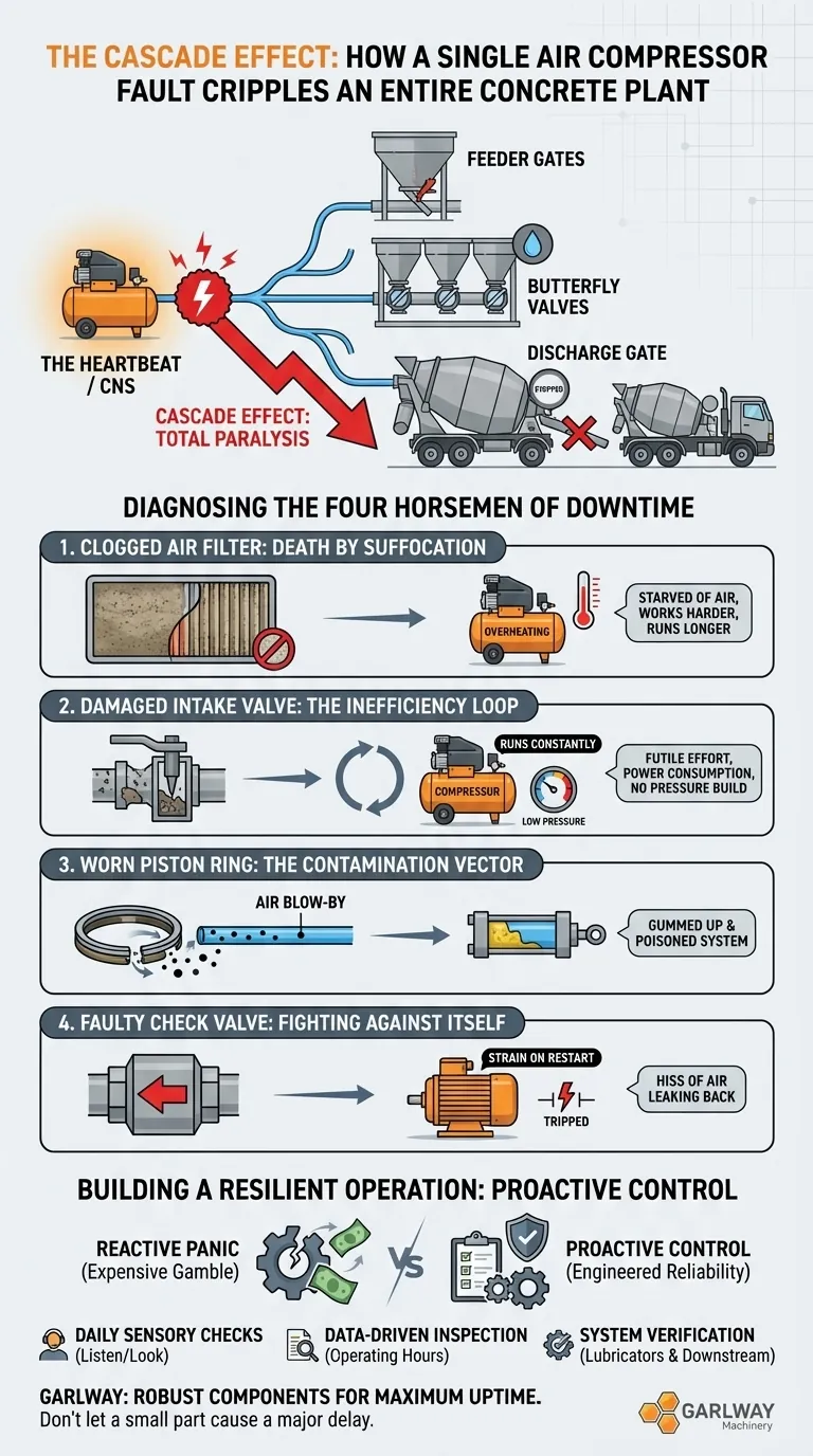 El Efecto Dominó: Cómo la Falla de un Solo Compresor de Aire Paraliza una Planta de Concreto Completa Guía Visual