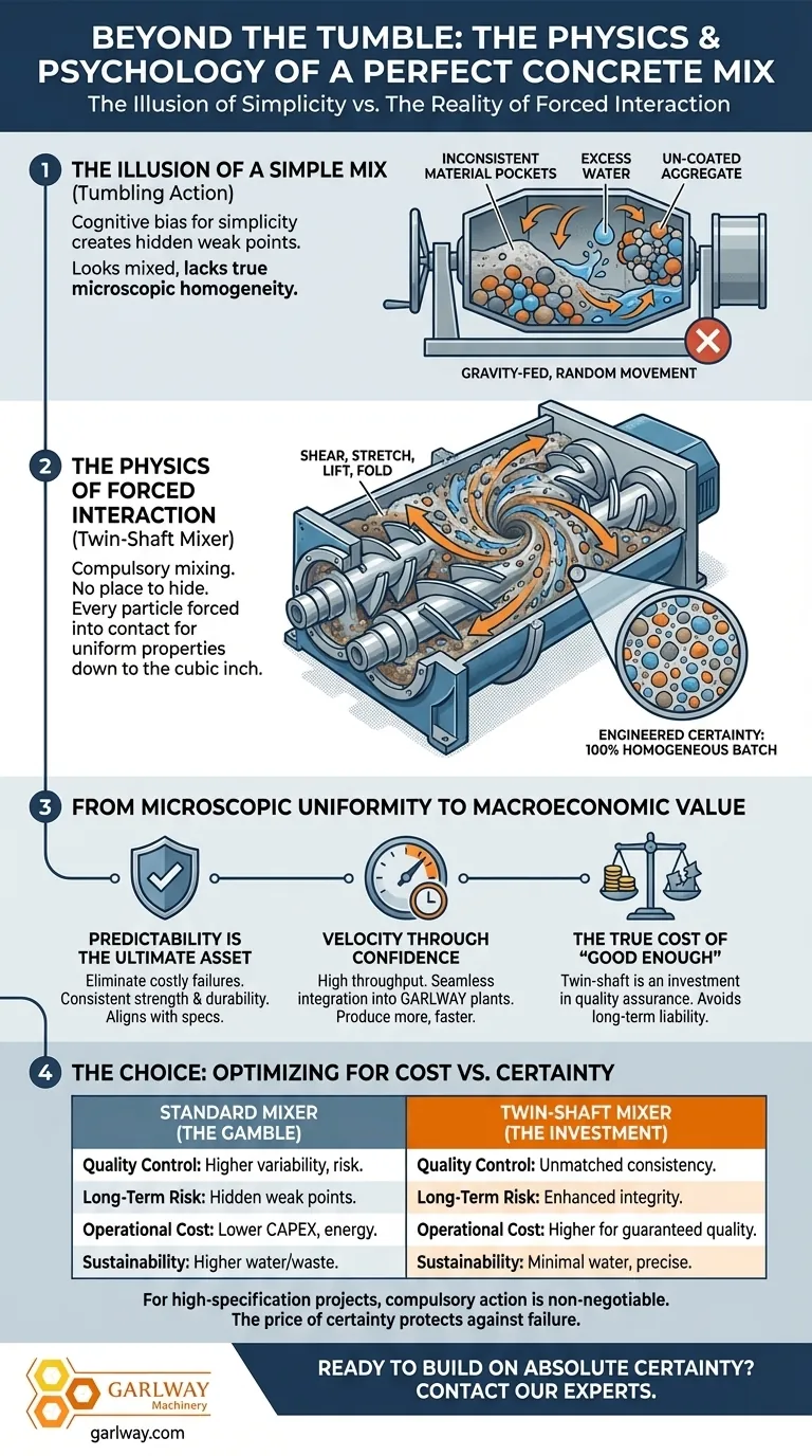 ما وراء التدحرج: فيزياء ونفسية خليط الخرسانة المثالي دليل مرئي