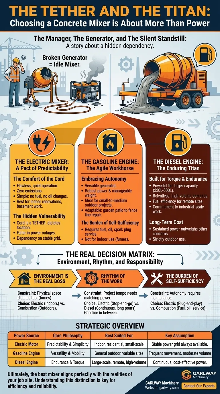 The Tether and the Titan: Choosing a Concrete Mixer is About More Than Power Visual Guide