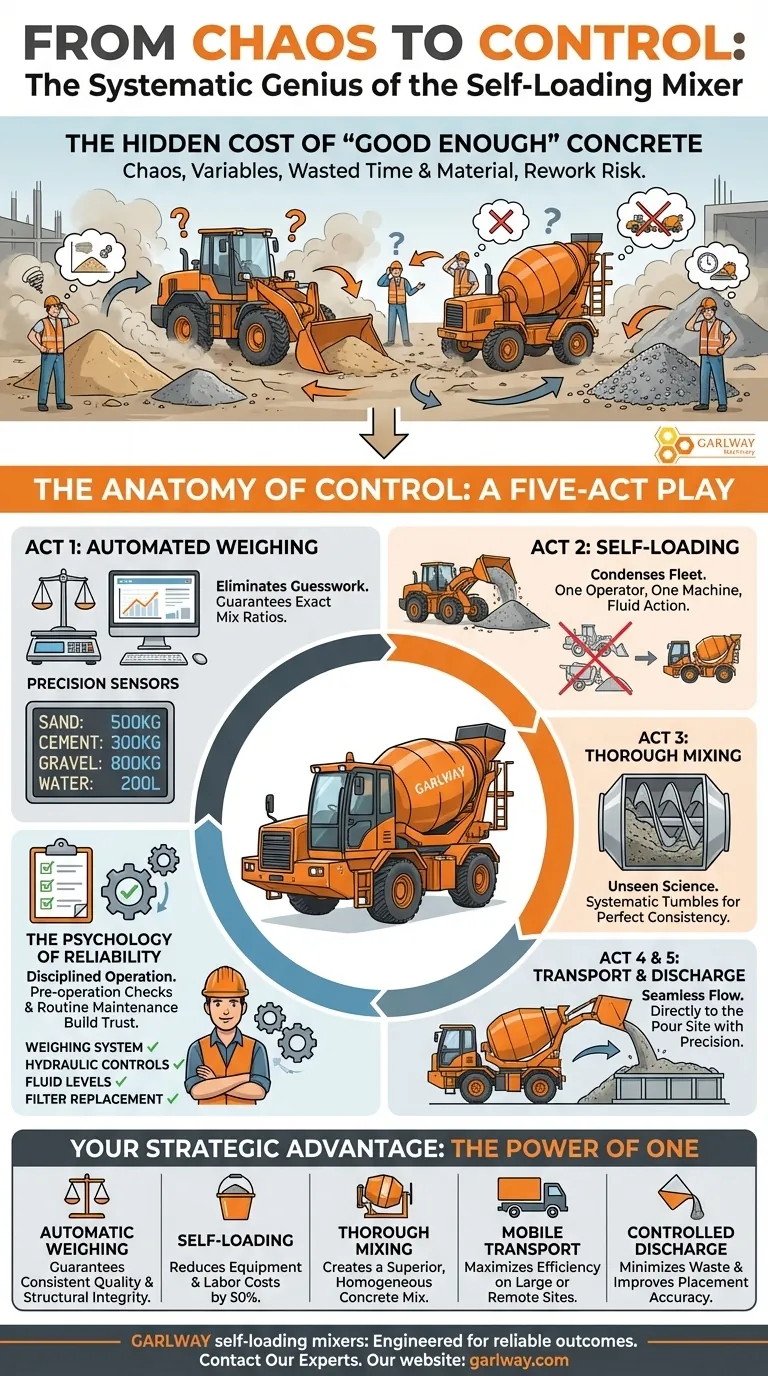 Do Caos ao Controle: A Genialidade Sistemática da Betoneira Autocarregável Guia Visual