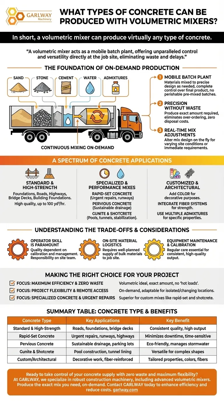 볼류메트릭 믹서로 생산할 수 있는 콘크리트 종류는 무엇인가요? 모든 프로젝트에 대한 주문형 혼합 실현 시각적 가이드