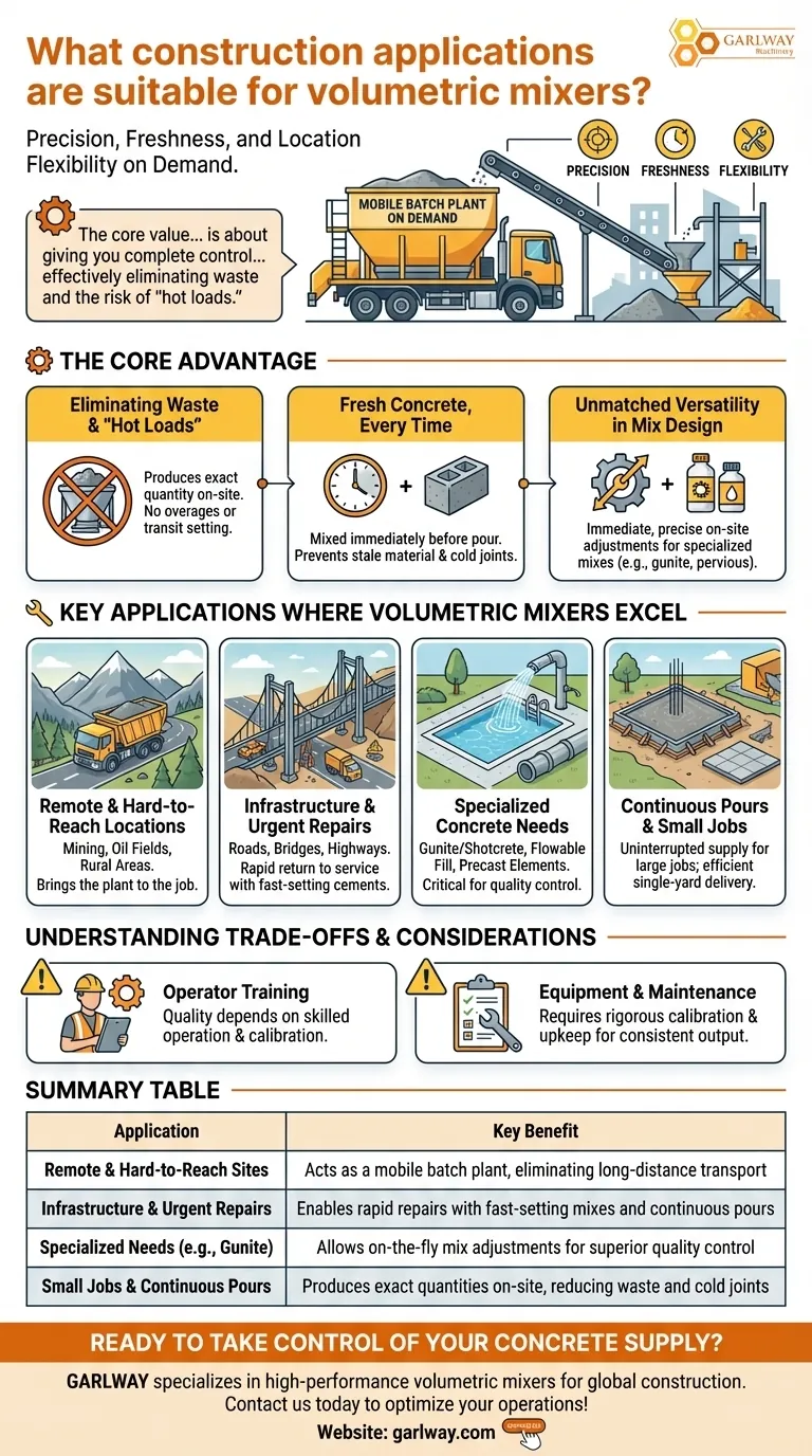 Quelles sont les applications de construction adaptées aux mélangeurs volumétriques ? Idéal pour les sites éloignés et les mélanges spécialisés Guide Visuel