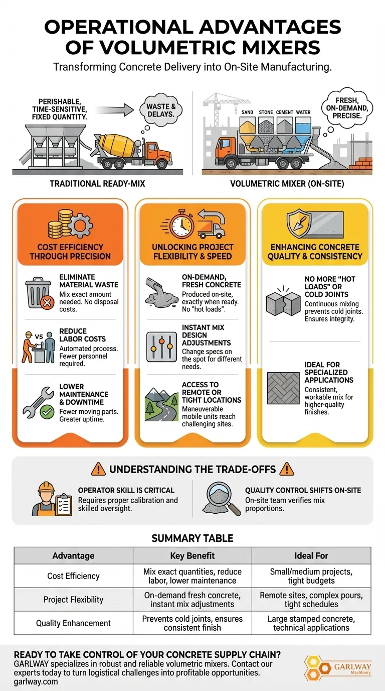 볼류메트릭 믹서가 제공하는 운영상의 이점은 무엇입니까? 온디맨드 콘크리트 제어 및 비용 절감 효과 시각적 가이드