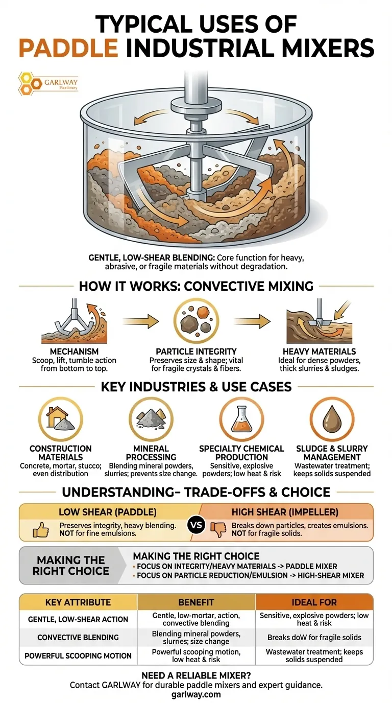 패들 산업용 믹서의 일반적인 용도는 무엇인가요? 무겁고, 마모성이 있고, 깨지기 쉬운 재료에 이상적입니다. 시각적 가이드