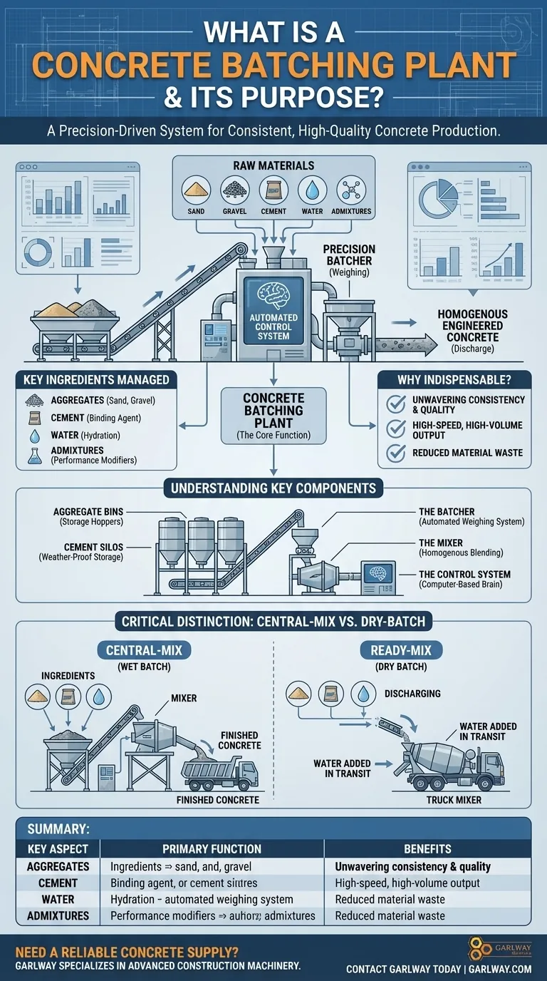 콘크리트 배치 플랜트란 무엇이며 어떤 목적을 가지고 있습니까? 프로젝트의 일관되고 고품질의 콘크리트를 보장하십시오. 시각적 가이드
