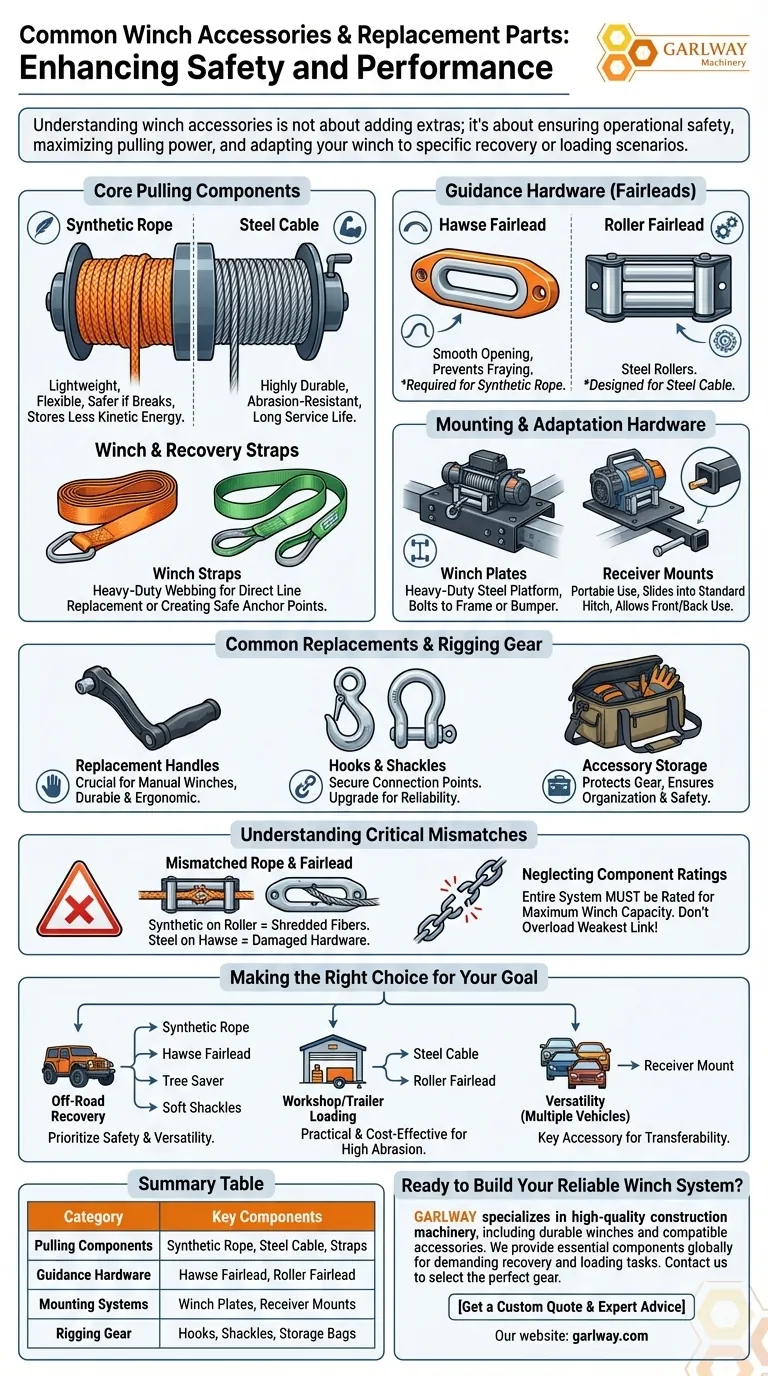 일반적인 윈치 액세서리 및 교체 부품은 무엇인가요? 안전하고 효과적인 견인을 위한 필수 장비 시각적 가이드