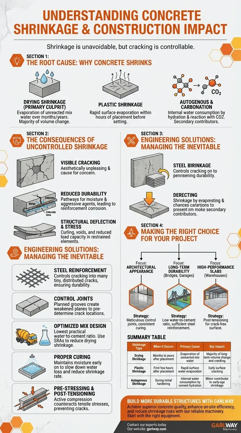 콘크리트 수축이 건설에 미치는 영향은 무엇인가요? 내구성 있는 구조물을 위한 균열 제어 시각적 가이드