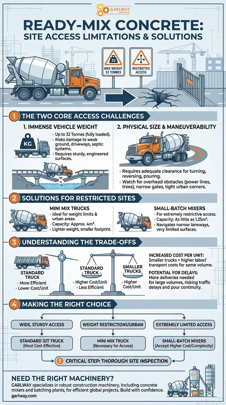 Quali sono i limiti del calcestruzzo preconfezionato per quanto riguarda l'accesso al cantiere? Pianifica il tuo getto per evitare costosi ritardi Guida Visiva