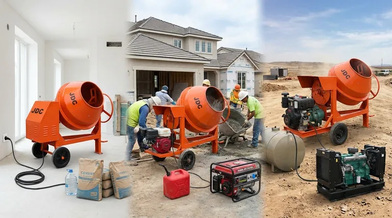 コンクリートミキサーの電源オプションは何ですか?作業現場に最適な電源を選びましょう