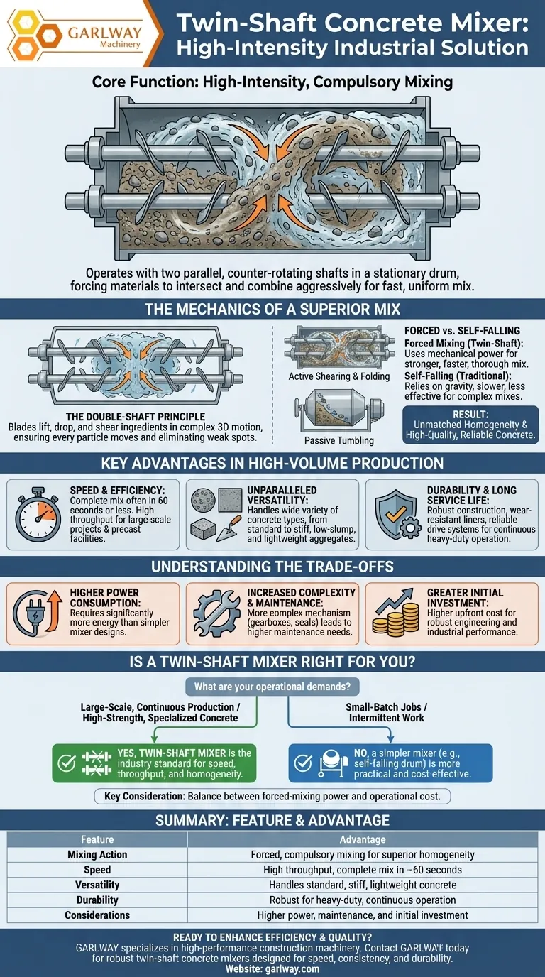 트윈 샤프트 콘크리트 믹서는 무엇이며 장점은 무엇인가요? 생산 속도와 품질 향상 시각적 가이드