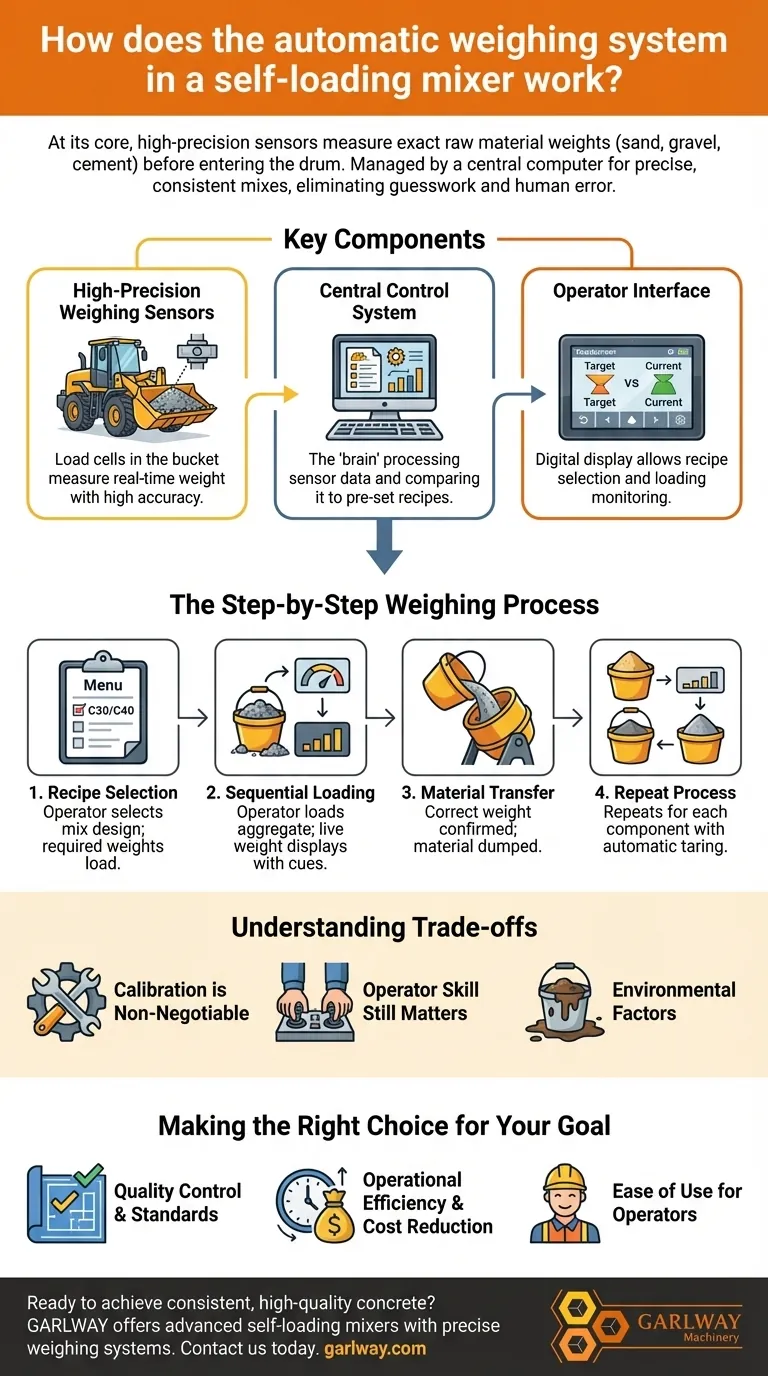 자가 로딩 믹서의 자동 계량 시스템은 어떻게 작동합니까? 매번 정확한 콘크리트를 보장합니다. 시각적 가이드
