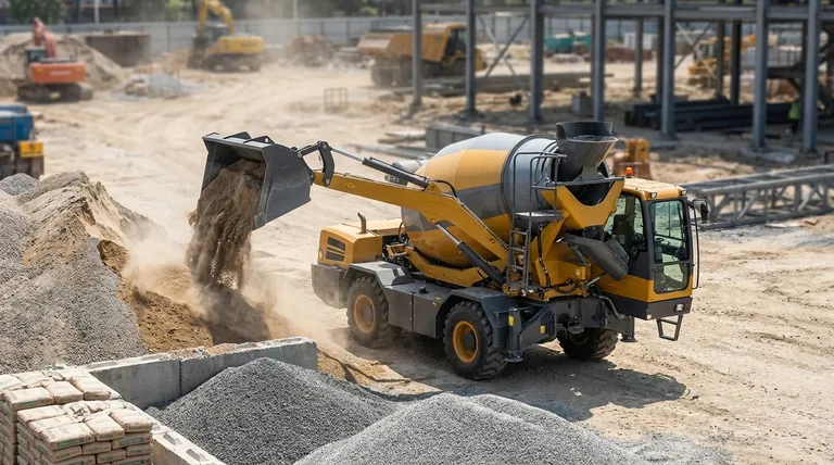 ما هي وظيفة ذراع الروبوت التحميل والجرافة في خلاط التحميل الذاتي؟ أتمتة إنتاج الخرسانة الخاص بك