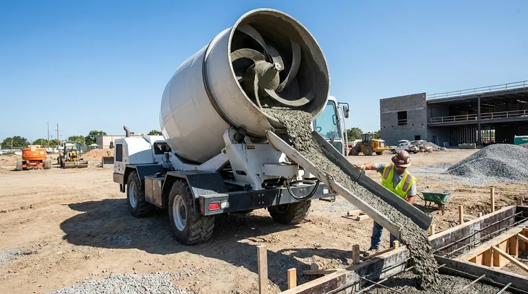 자가 로더 믹서에서 배출은 어떻게 이루어지나요? 정밀한 콘크리트 타설 마스터하기