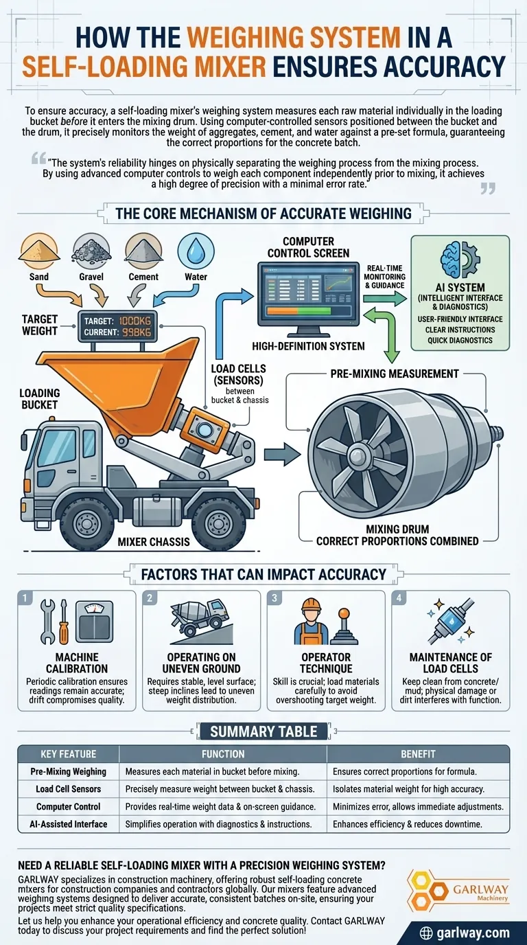 자가 로딩 믹서의 계량 시스템은 어떻게 정확도를 보장합니까? 정확한 콘크리트 배치 보장 시각적 가이드