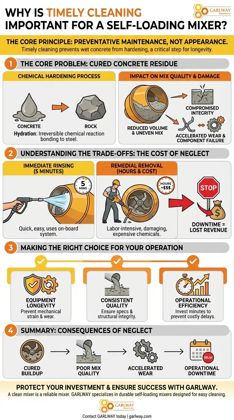 Warum ist eine rechtzeitige Reinigung für einen Selbstladebetonmischer wichtig? Vermeiden Sie kostspielige Ausfallzeiten und Mischfehler Visuelle Anleitung