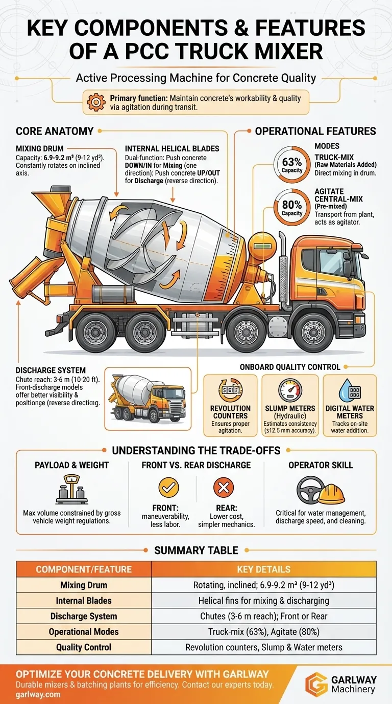 Quels sont les principaux composants et caractéristiques d'un camion malaxeur utilisé pour le transport de béton de ciment Portland ? Guide essentiel pour les professionnels de la construction Guide Visuel