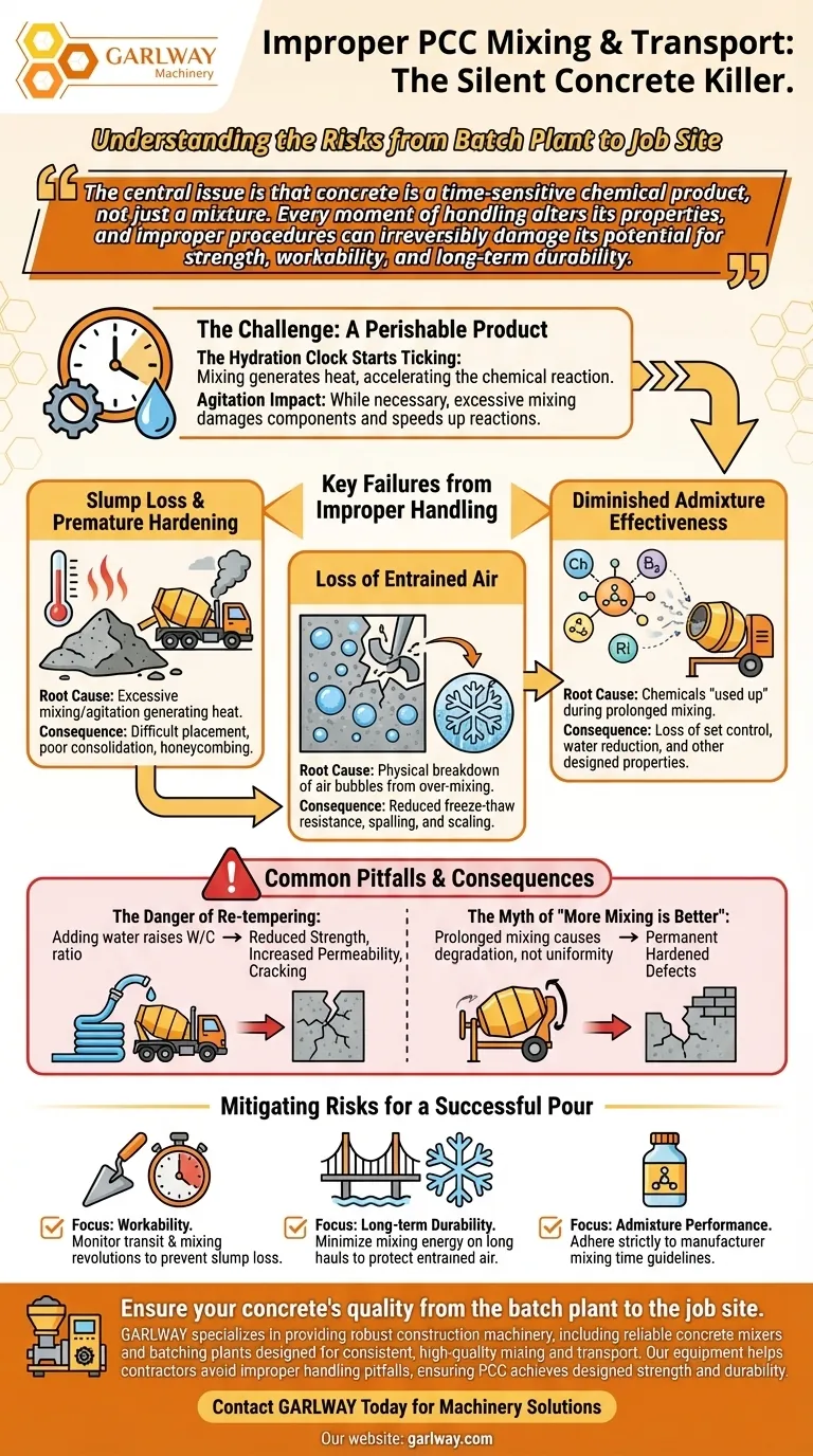 부적절한 PCC 혼합 및 운송의 잠재적 문제점은 무엇입니까? 비용이 많이 드는 콘크리트 실패를 피하십시오. 시각적 가이드