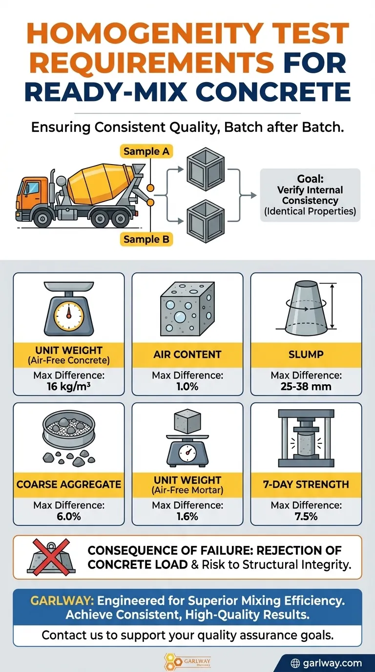 레디믹스 콘크리트의 균질성 시험 요건은 무엇인가요? 일관된 품질 및 구조적 무결성 보장 시각적 가이드