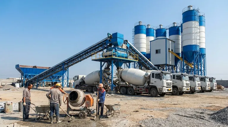 수동 혼합에 비해 콘크리트 배치 플랜트를 사용할 때의 장점은 무엇인가요? 비교할 수 없는 품질 및 효율성 달성