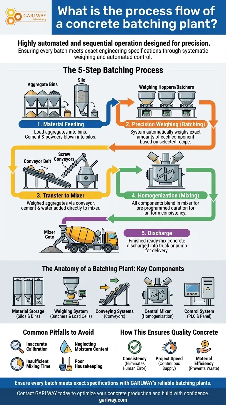 What is the process flow of a concrete batching plant? Precision Mixing for Consistent Quality Visual Guide