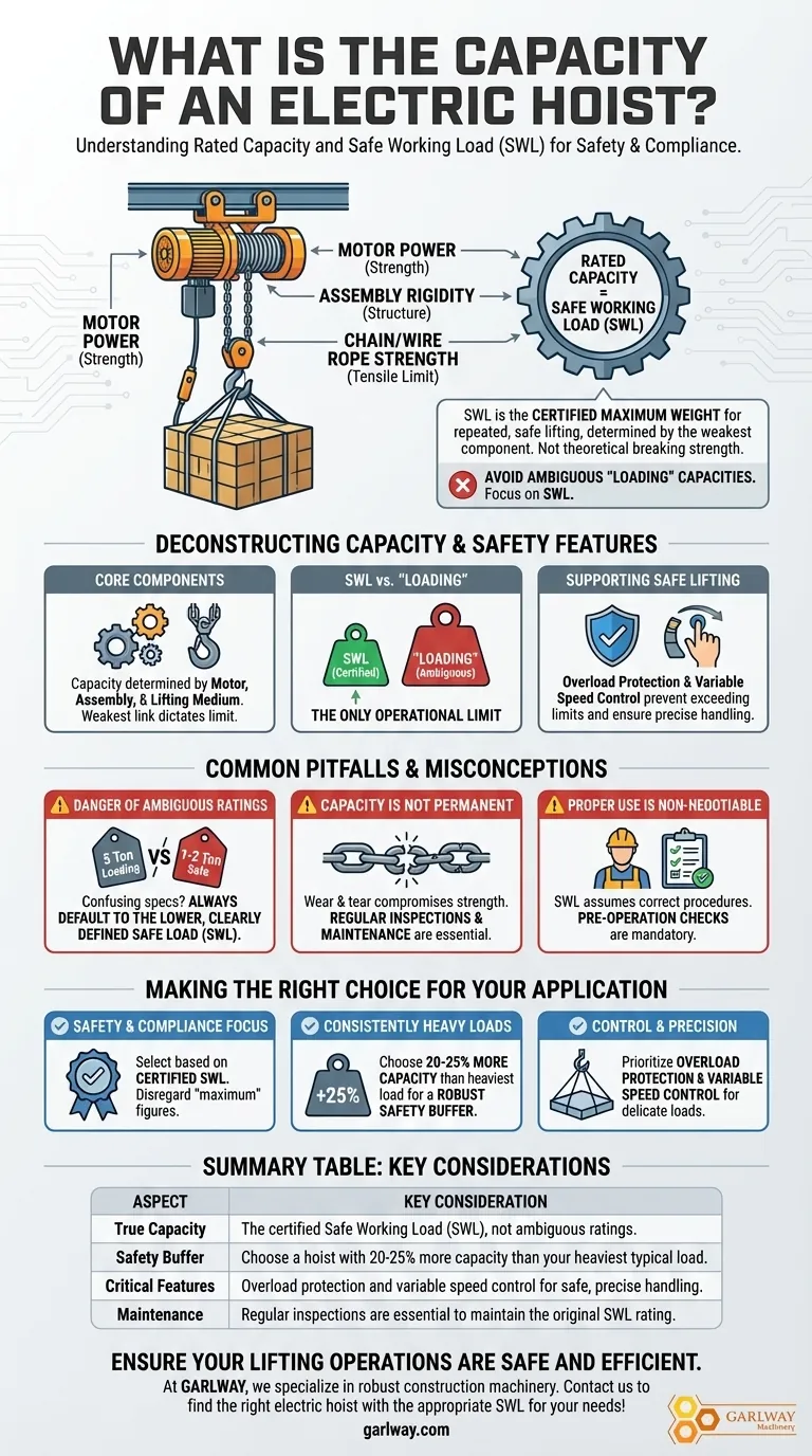 ما هي سعة الرافعة الكهربائية؟ فهم الحمل الآمن الحرج (SWL) دليل مرئي