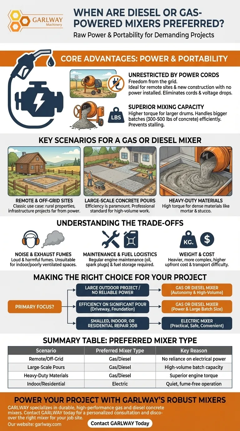 متى يُفضل استخدام خلاطات الديزل أو البنزين؟ لمشاريع البناء عالية الطاقة خارج الشبكة دليل مرئي