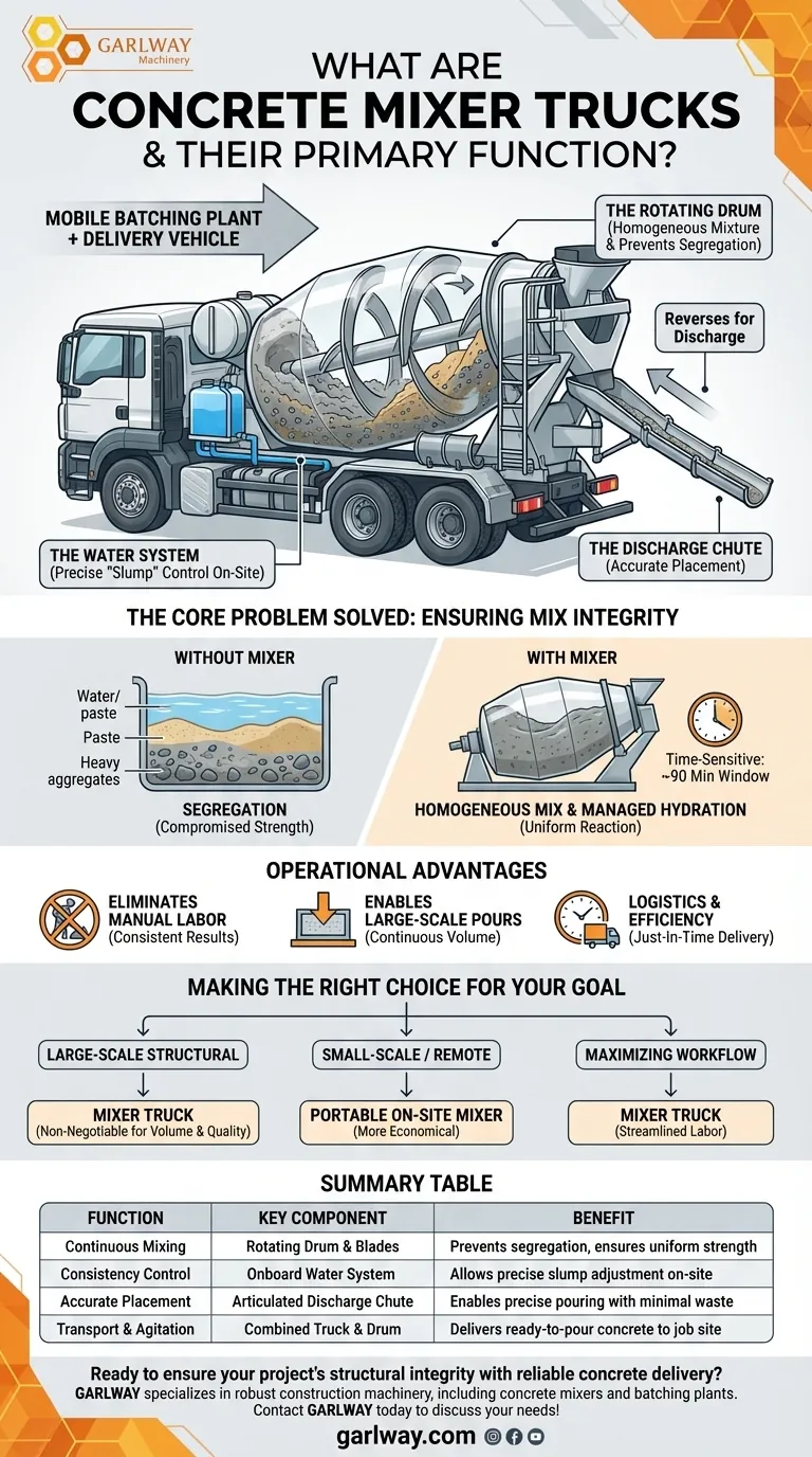 What are concrete mixer trucks and their primary function? Ensure Consistent, High-Quality Concrete Delivery Visual Guide