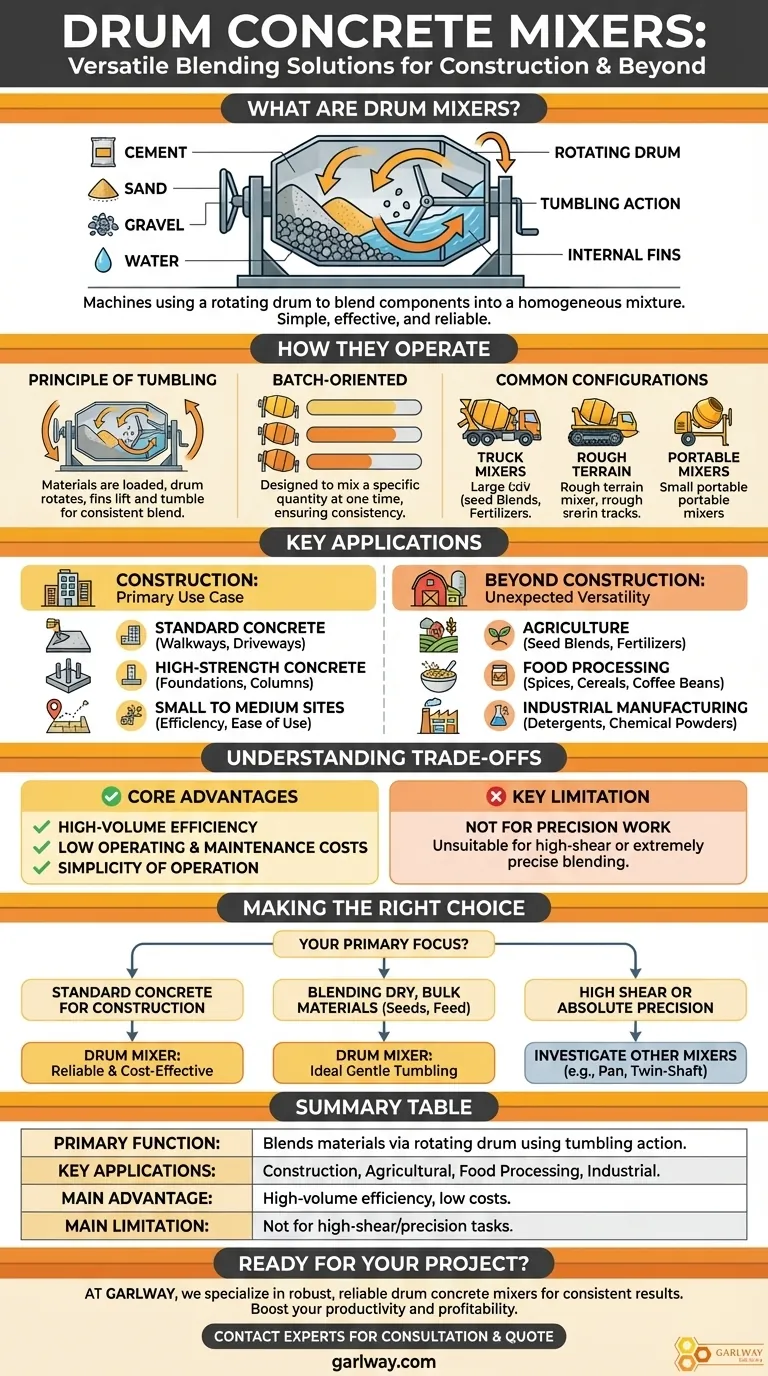 ما هي خلاطات الخرسانة الأسطوانية وتطبيقاتها النموذجية؟ حل خلط متعدد الاستخدامات للبناء وما بعده دليل مرئي