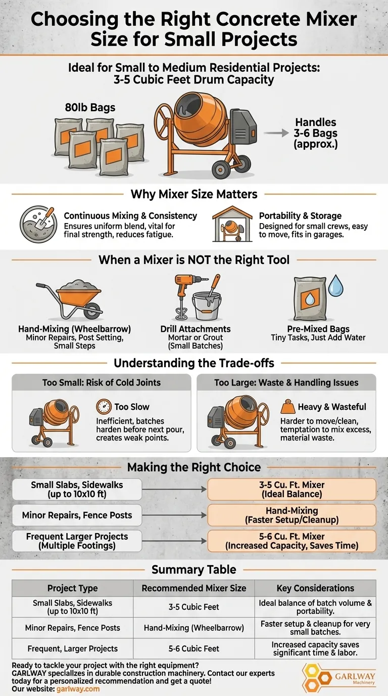What is a good size concrete mixer for small projects? Find the Perfect 3-5 Cu Ft Mixer for Your Job Visual Guide