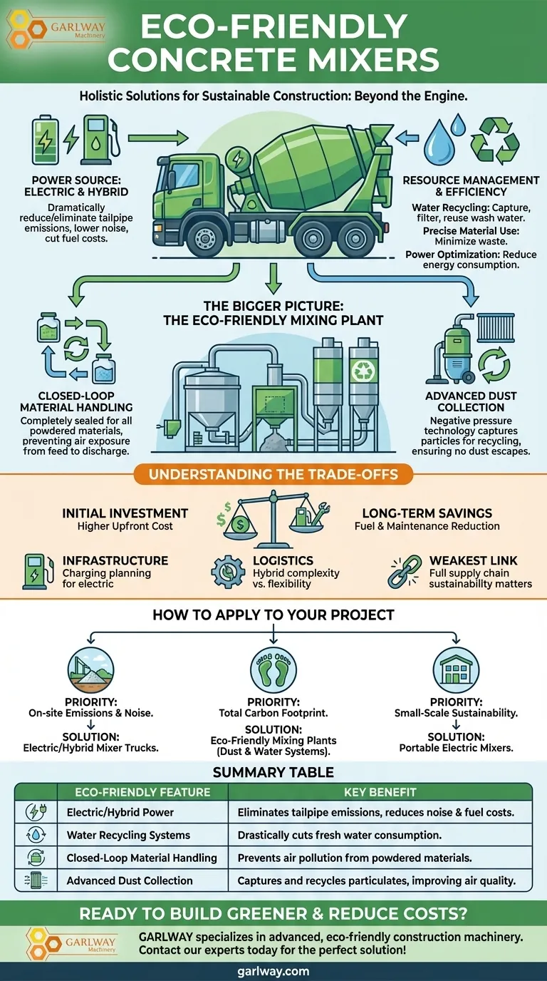 Existe-t-il des bétonnières écologiques ? Oui, avec une alimentation électrique et un système de recyclage de l'eau. Guide Visuel