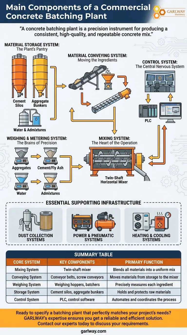 상업용 콘크리트 배치 플랜트의 주요 구성 요소는 무엇인가요? 핵심 시스템 가이드 시각적 가이드