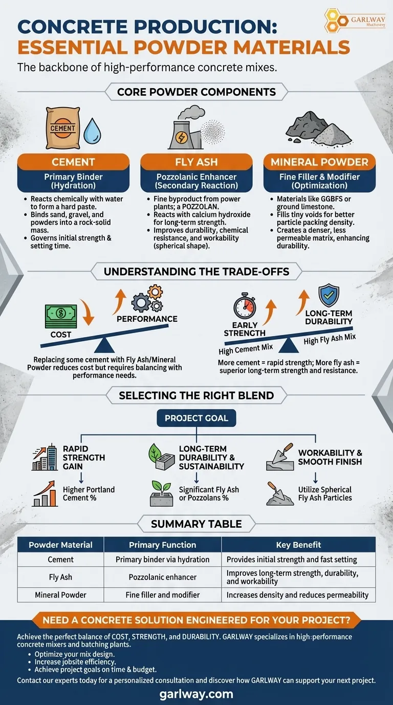 ¿Qué materiales en polvo se requieren para la producción de concreto? Optimice su mezcla para resistencia y durabilidad Guía Visual
