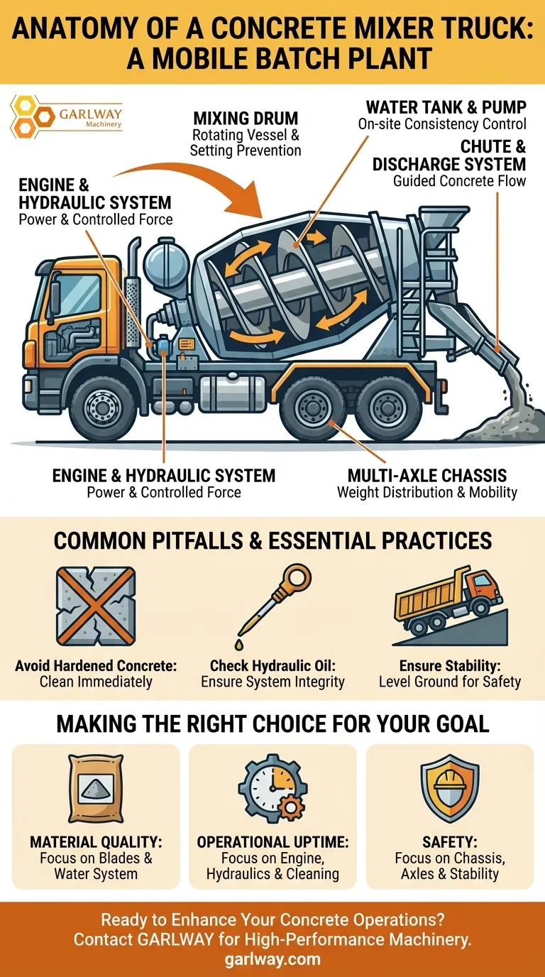 ما هي المكونات الرئيسية لشاحنة خلاطة الخرسانة؟ دليل مصنع الخلط المتنقل دليل مرئي