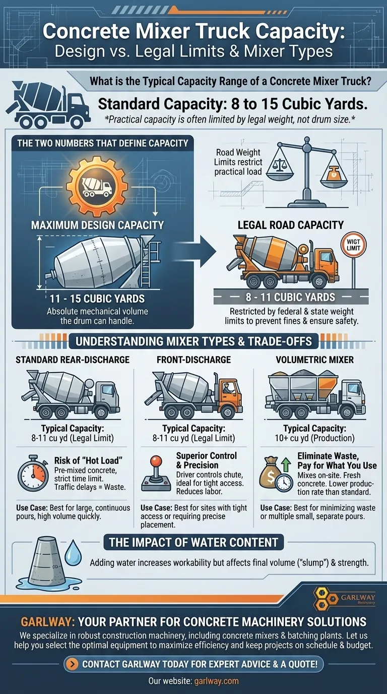 Qual é a faixa de capacidade típica de um caminhão betoneira? Maximize a eficiência da sua concretagem Guia Visual
