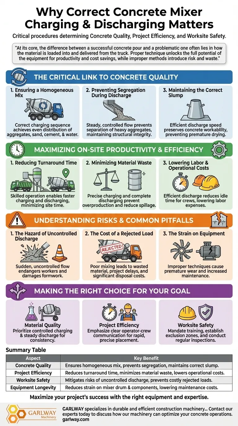 Why are correct charging and discharging techniques important for concrete mixer trucks? Boost Quality & Efficiency Visual Guide