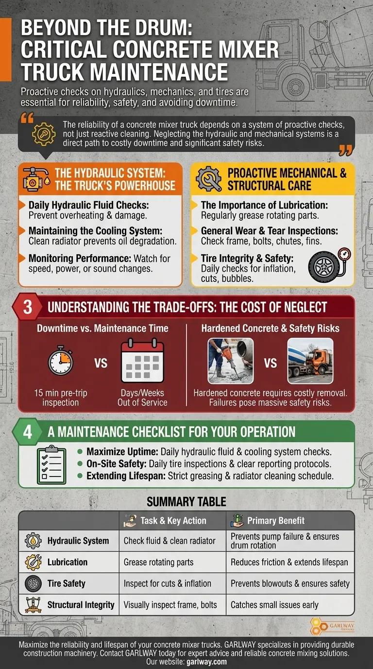 ¿Qué otras tareas de mantenimiento son importantes para los camiones hormigonera? Evite tiempos de inactividad costosos y garantice la seguridad Guía Visual