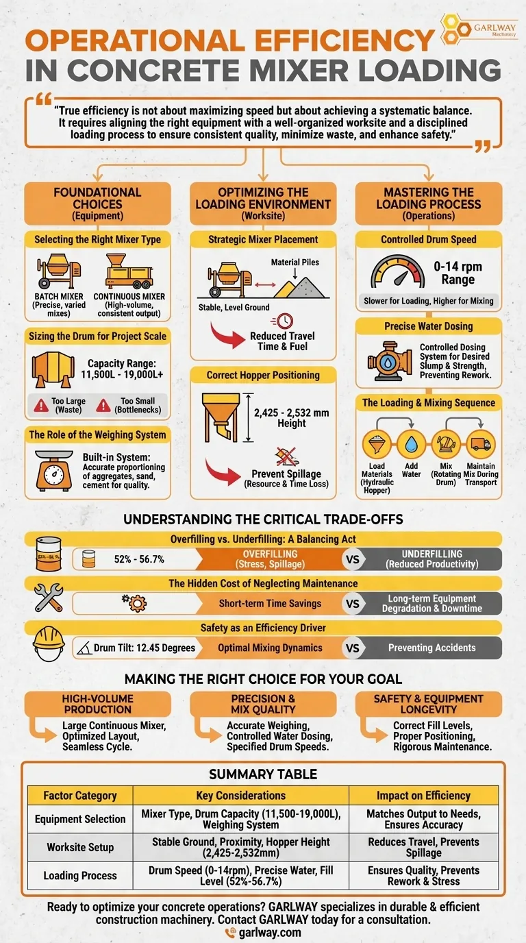 콘크리트 믹서 로딩의 운영 효율성에 영향을 미치는 요인은 무엇인가요? 최고의 성능을 위해 혼합 공정을 최적화하세요. 시각적 가이드