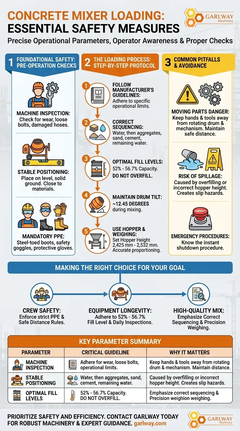 Quelles sont les mesures de sécurité importantes lors du chargement d'un malaxeur à béton ? Assurer la sécurité de l'équipage et la longévité de l'équipement Guide Visuel