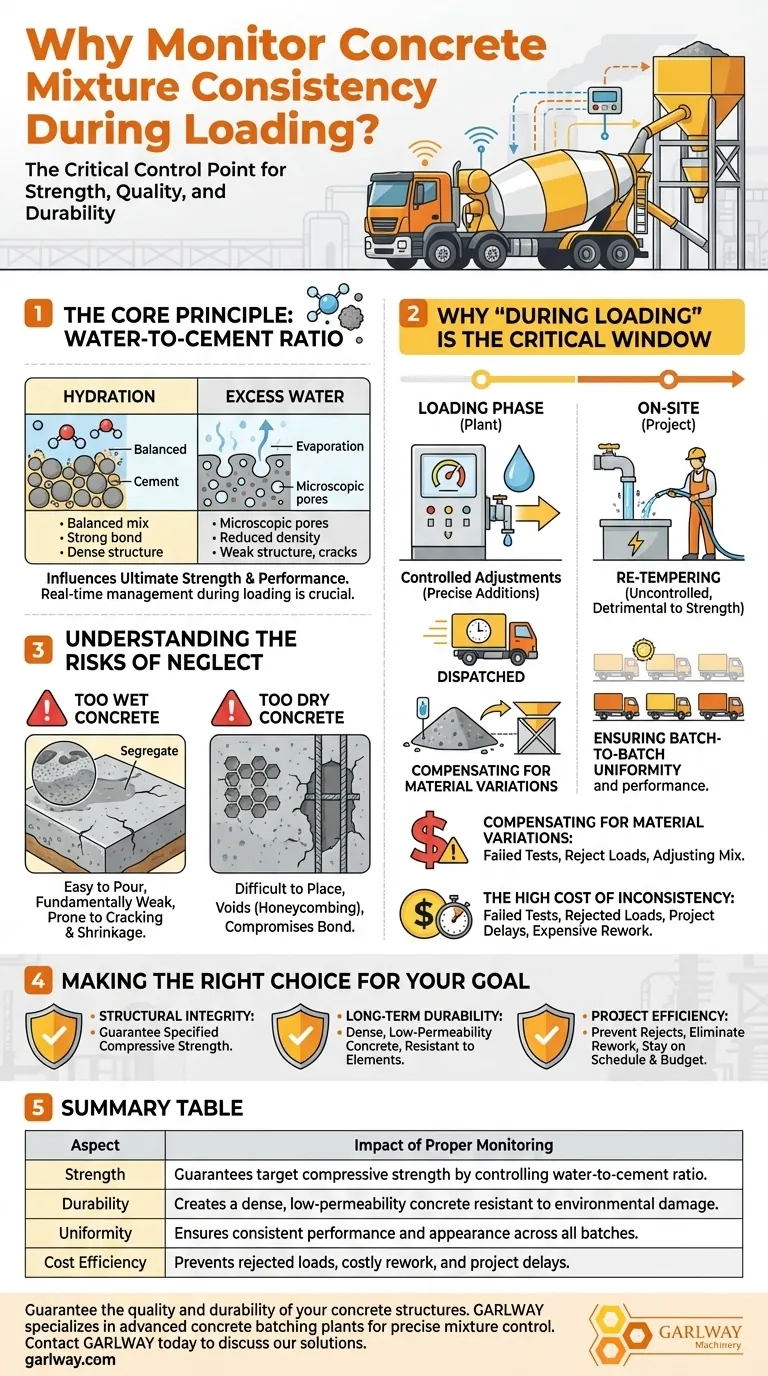 적재 중 콘크리트 혼합물 일관성을 모니터링하는 것이 중요한 이유는 무엇인가요? 구조적 무결성 및 내구성 보장 시각적 가이드