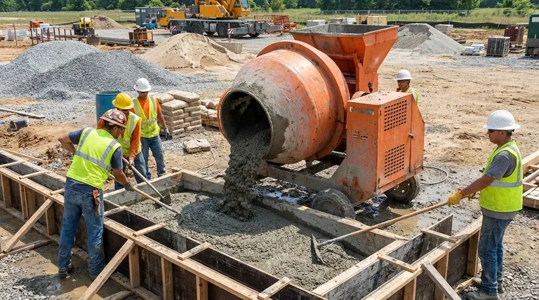 틸팅 드럼 믹서의 특징은 무엇인가요? 빠르고 제어된 콘크리트 타설 달성