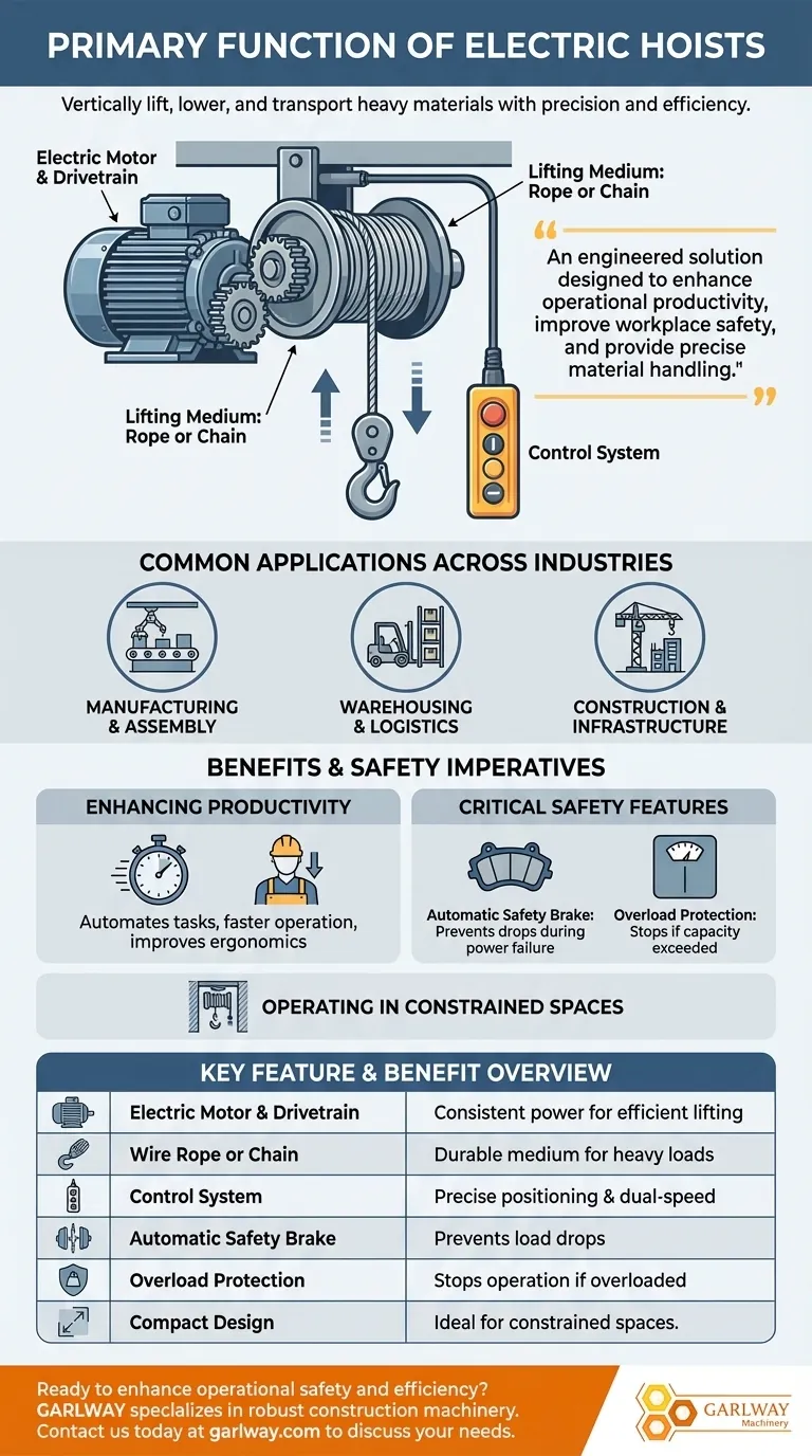 ما هي الوظيفة الأساسية للرافعات الكهربائية؟ تعزيز كفاءة وسلامة الرفع دليل مرئي