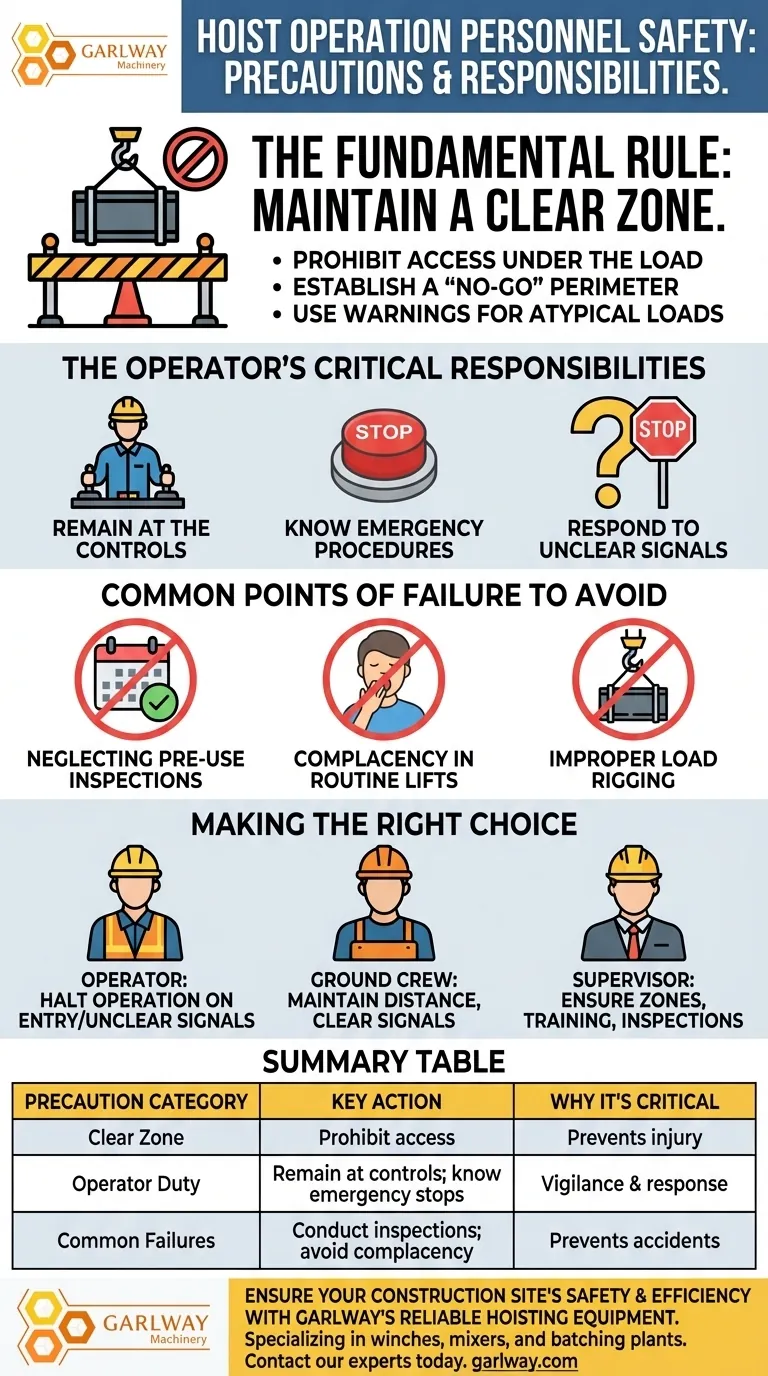 호이스트 작업 시 인원에 대해 어떤 예방 조치를 취해야 합니까? 호이스트 안전을 위해 명확한 구역 확보 시각적 가이드