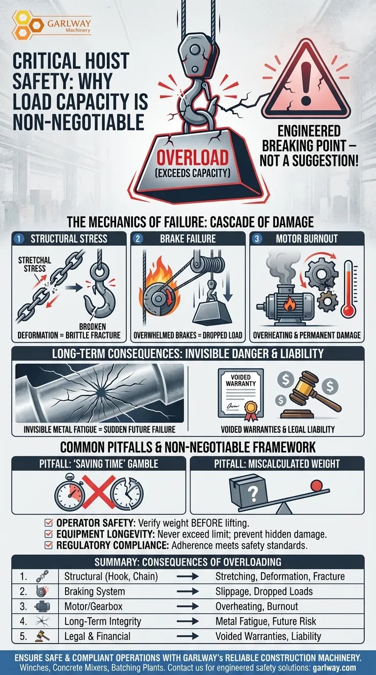 호이스트의 적재 용량 준수가 중요한 이유는 무엇인가요? 치명적인 고장 방지 및 안전 보장 시각적 가이드