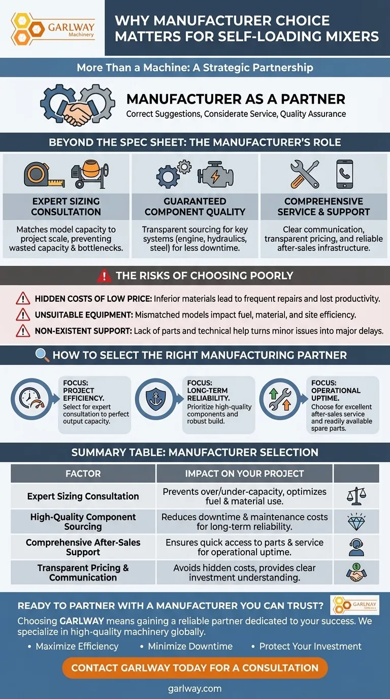 لماذا يعتبر اختيار الشركة المصنعة مهماً عند شراء شاحنة خلاط ذاتية التحميل؟ ضمان نجاح المشروع والقيمة طويلة الأجل دليل مرئي
