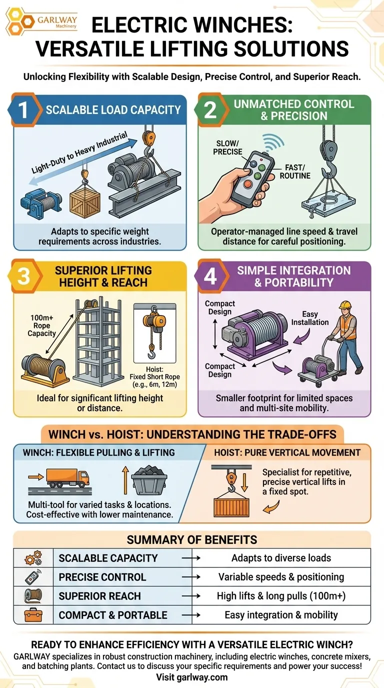 다양한 리프팅 애플리케이션에 전기 윈치를 다용도로 사용할 수 있는 이유는 무엇인가요? 프로젝트에 대한 뛰어난 적응성을 달성하세요. 시각적 가이드