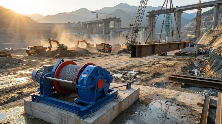 윈치를 일반적으로 사용하는 산업은 무엇인가요? 여러 분야에서 중장비 작업을 지원합니다.