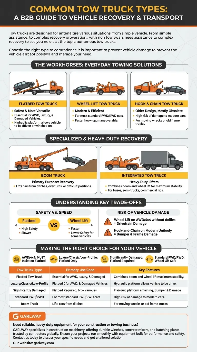 Quels sont les types courants de dépanneuses ? Un guide pour une récupération de véhicule sûre et efficace Guide Visuel